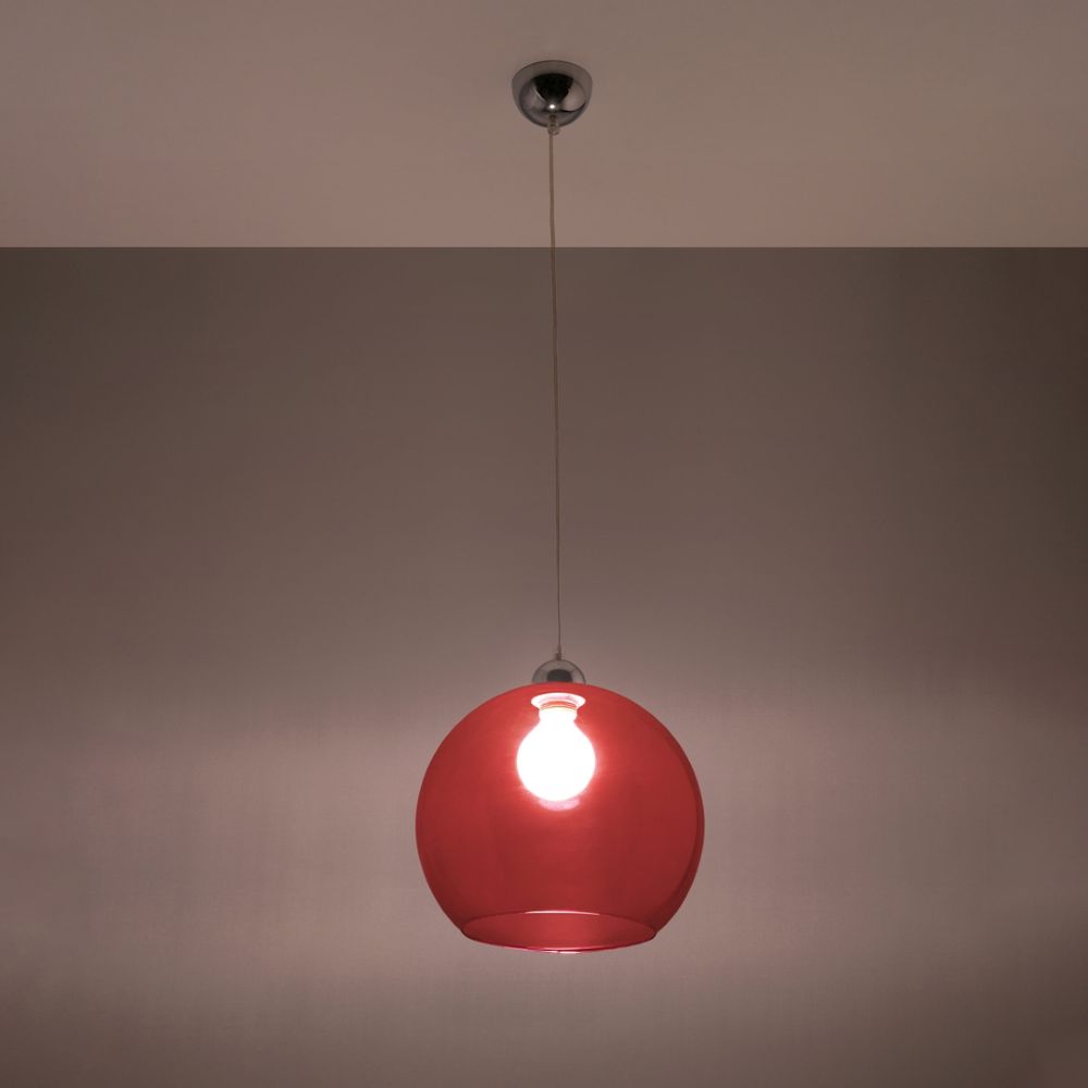 Pendant lamp steel, glass Ball minimalistic Design E27 - SILVIONIX