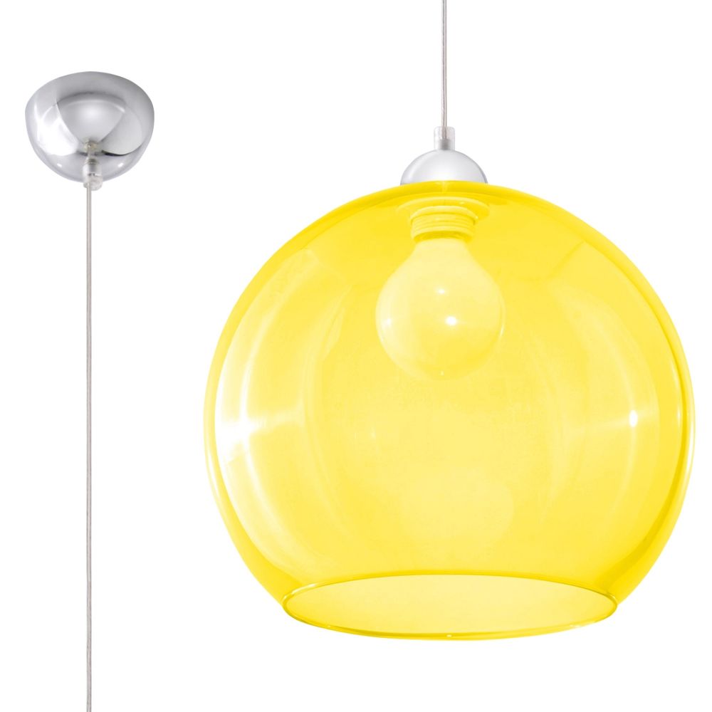 Pendant lamp steel, glass Ball minimalistic Design E27 - SILVIONIX