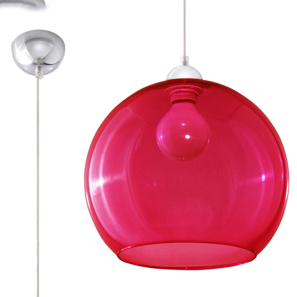 Pendant lamp steel, glass Ball minimalistic Design E27 - SILVIONIX