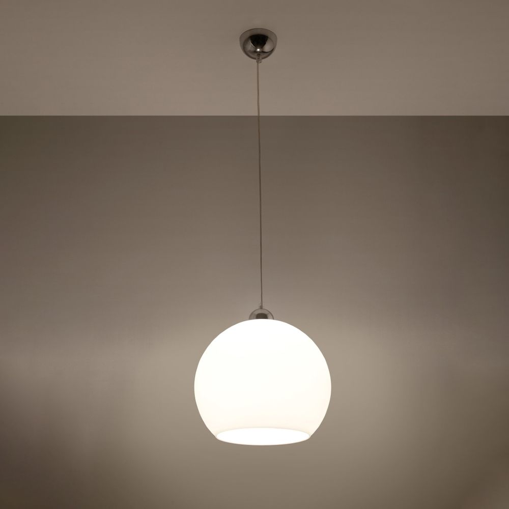Pendant lamp steel, glass Ball minimalistic Design E27 - SILVIONIX