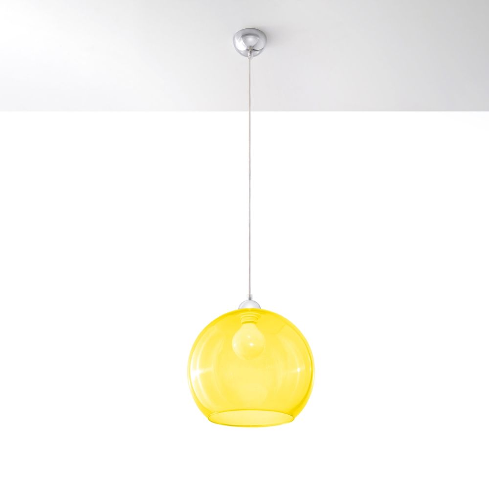 Pendant lamp steel, glass Ball minimalistic Design E27 - SILVIONIX