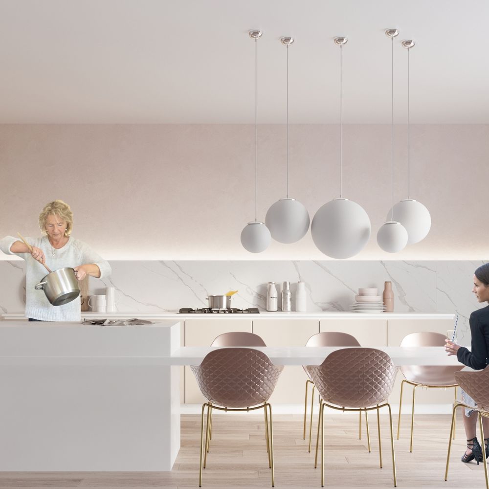 Pendant lamp steel, glass Ugo minimalistic Design E27 - SILVIONIX