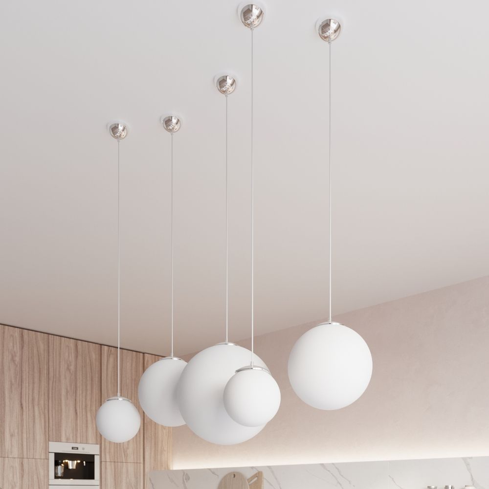Pendant lamp steel, glass Ugo minimalistic Design E27 - SILVIONIX