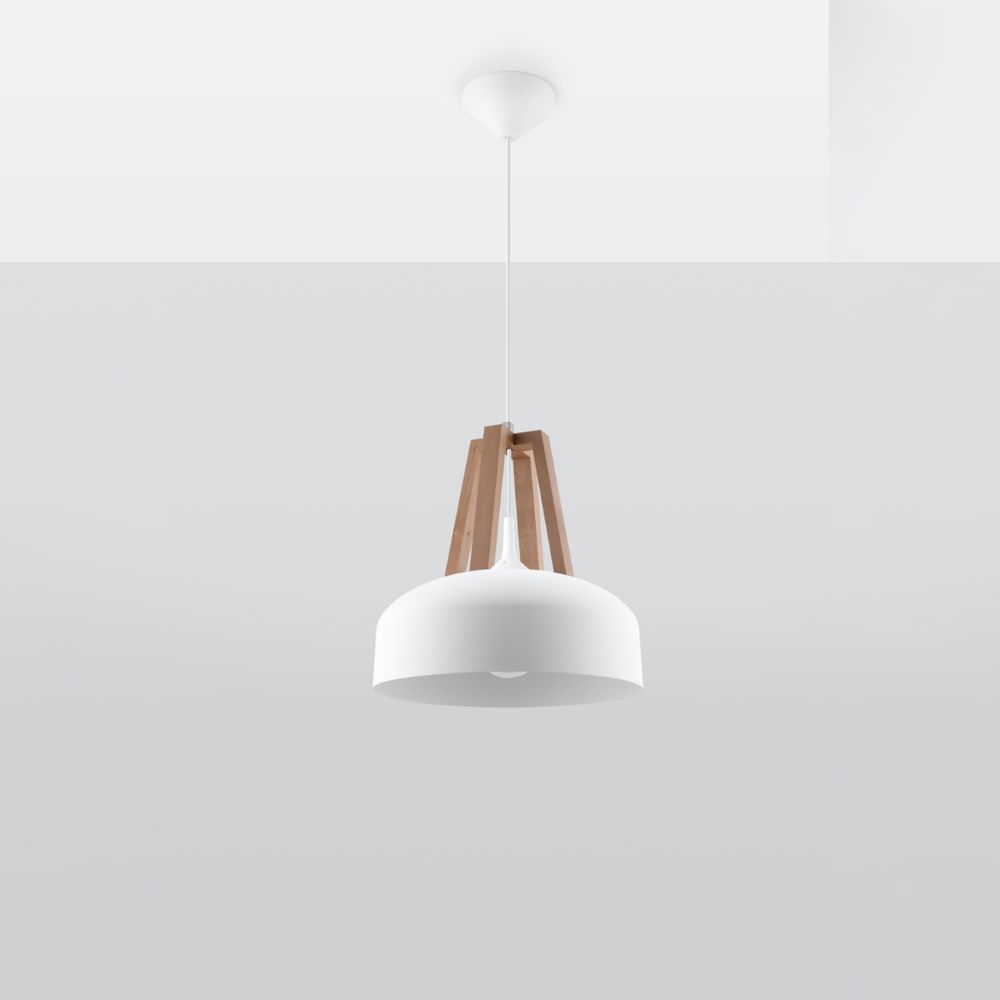 Pendant lamp steel, wood Casco modern Design E27 - SILVIONIX