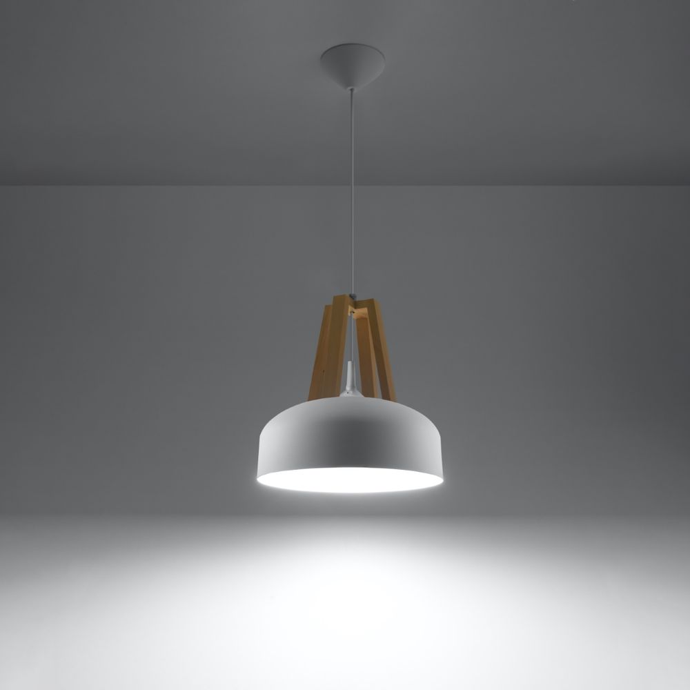 Pendant lamp steel, wood Casco modern Design E27 - SILVIONIX