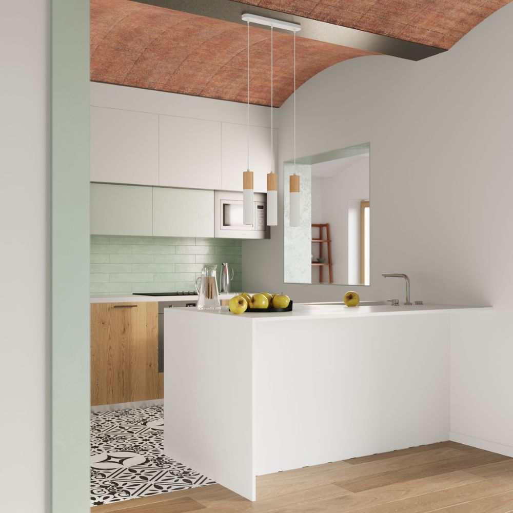 Pendant lamp steel, wood Pablo modern Design GU10 - SILVIONIX