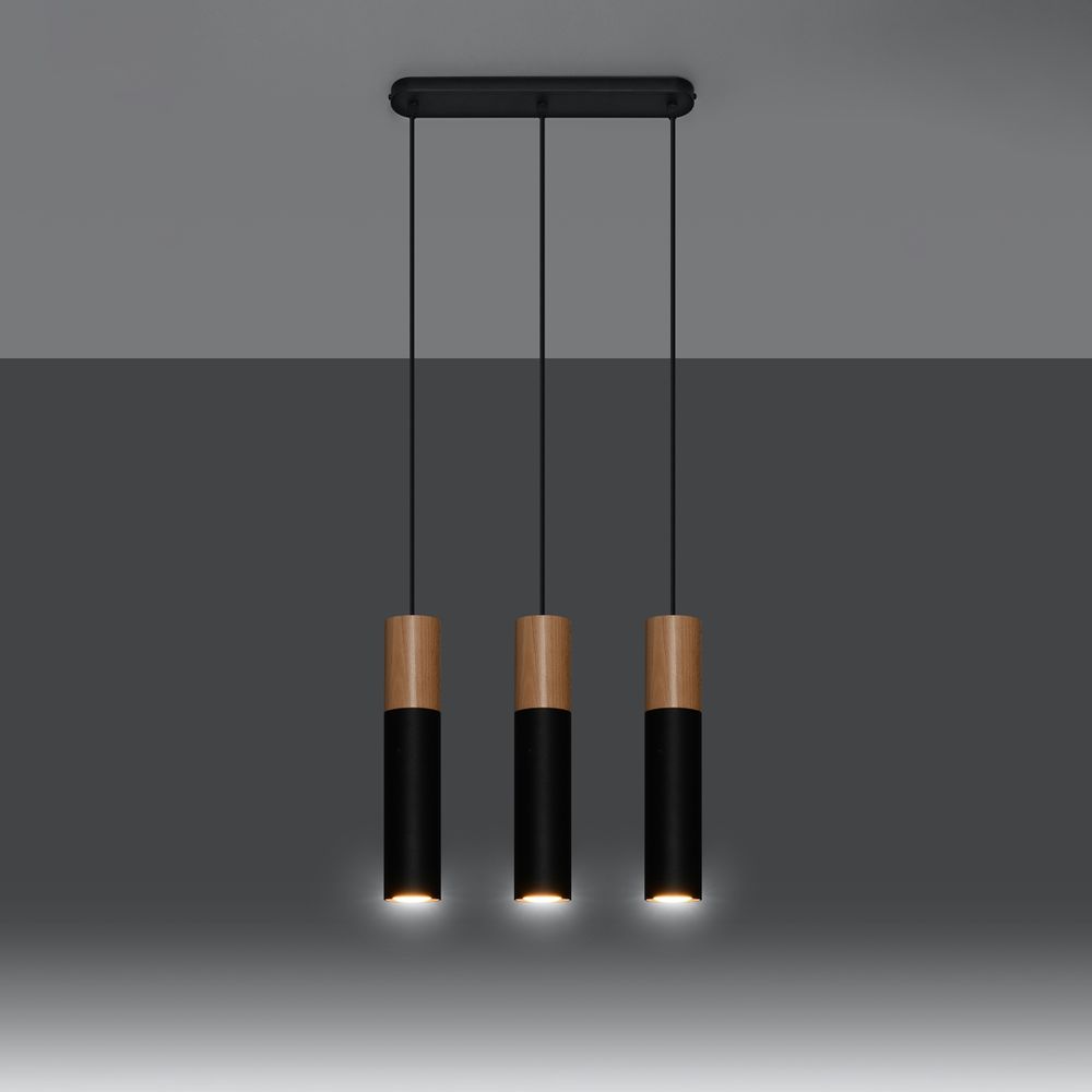 Pendant lamp steel, wood Pablo modern Design GU10 - SILVIONIX
