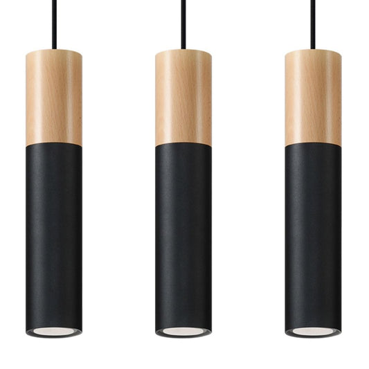 Pendant lamp steel, wood Pablo modern Design GU10 - SILVIONIX