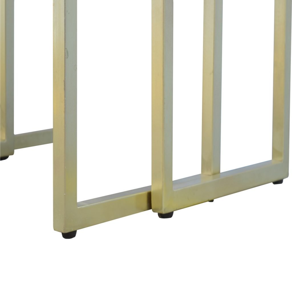 Solid Wood & Iron Gold Base Table Set of 3 - SILVIONIX