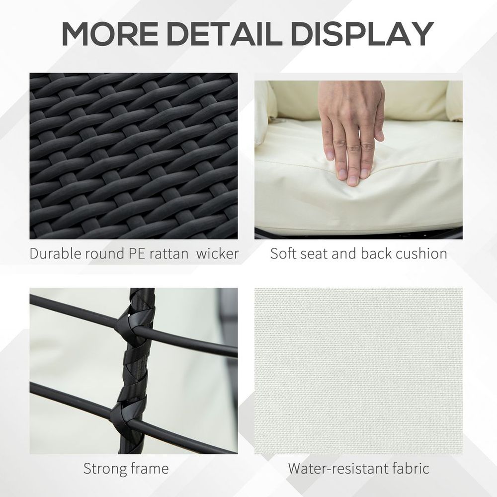 Swivel Egg Chair Rattan Outdoor Chair with Cushion for Patio Black - SILVIONIX