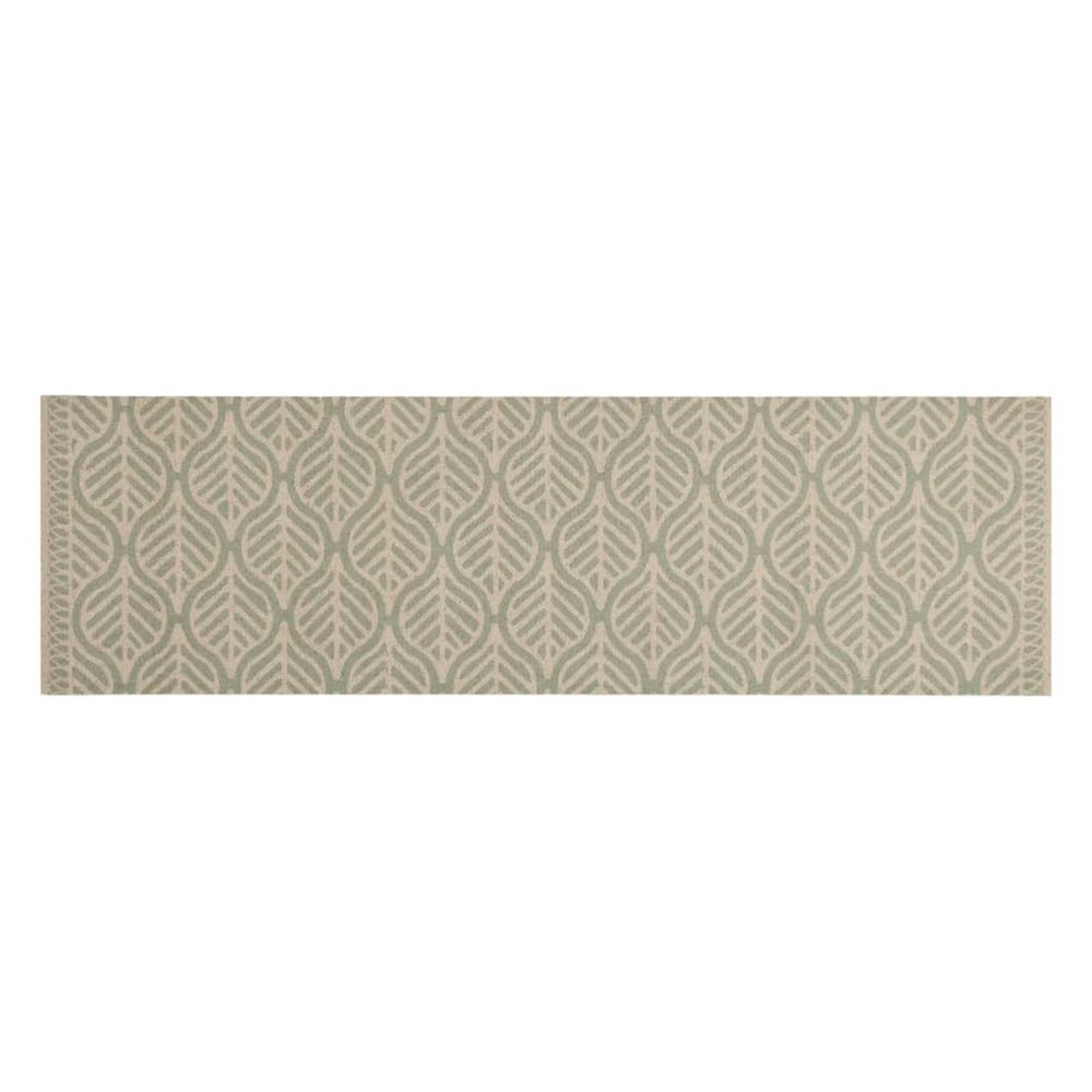 vidaXL Kitchen Rug Washable Leaves 45x150 cm Velvet - SILVIONIX