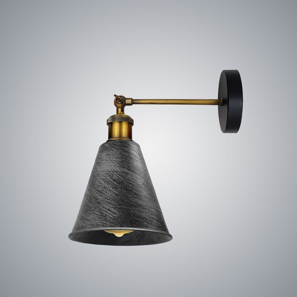 Vintage Retro Industrial Brushed Silver Wall sconce Metal Wall Light Wall Lamp Long Arm Neck Mount Easy fit - SILVIONIX