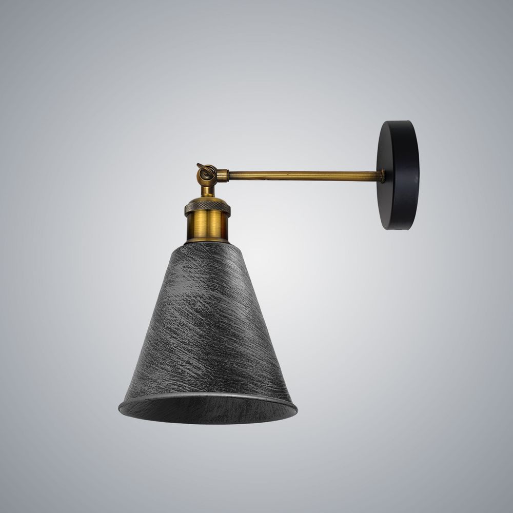 Vintage Retro Industrial Brushed Silver Wall sconce Metal Wall Light Wall Lamp Long Arm Neck Mount Easy fit - SILVIONIX