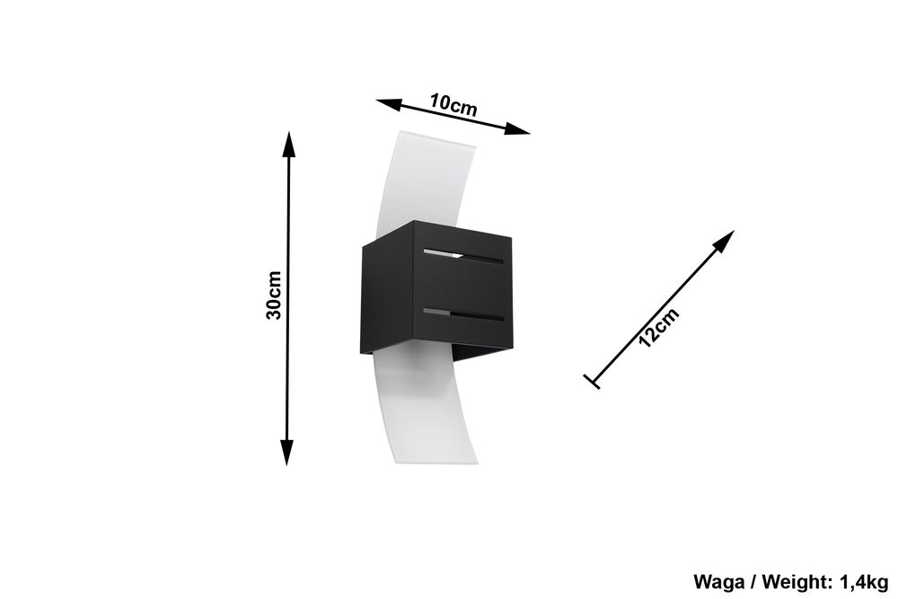 Wall Lamp LORETO Black Up/Down Square Shape Modern Loft Design G9 - SILVIONIX