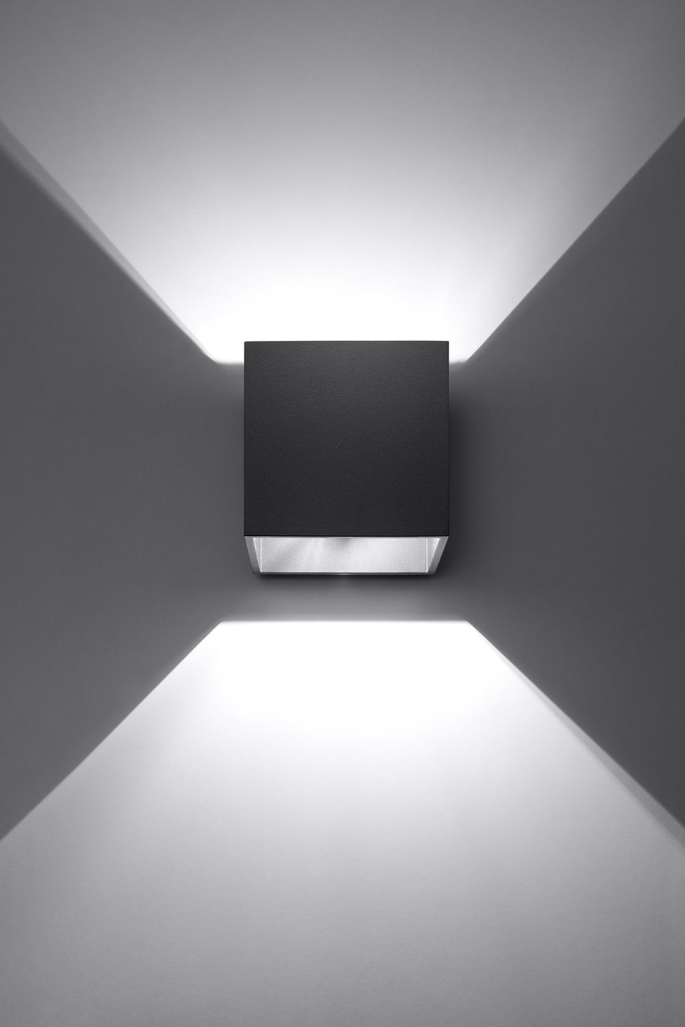 Wall Lamp QUAD 1 Black Up/Down Square Shape Modern Loft Design G9 - SILVIONIX