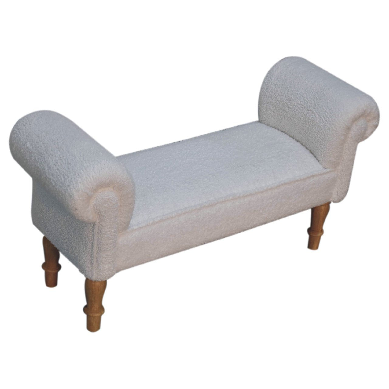 White Boucle Bedroom Bench - SILVIONIX
