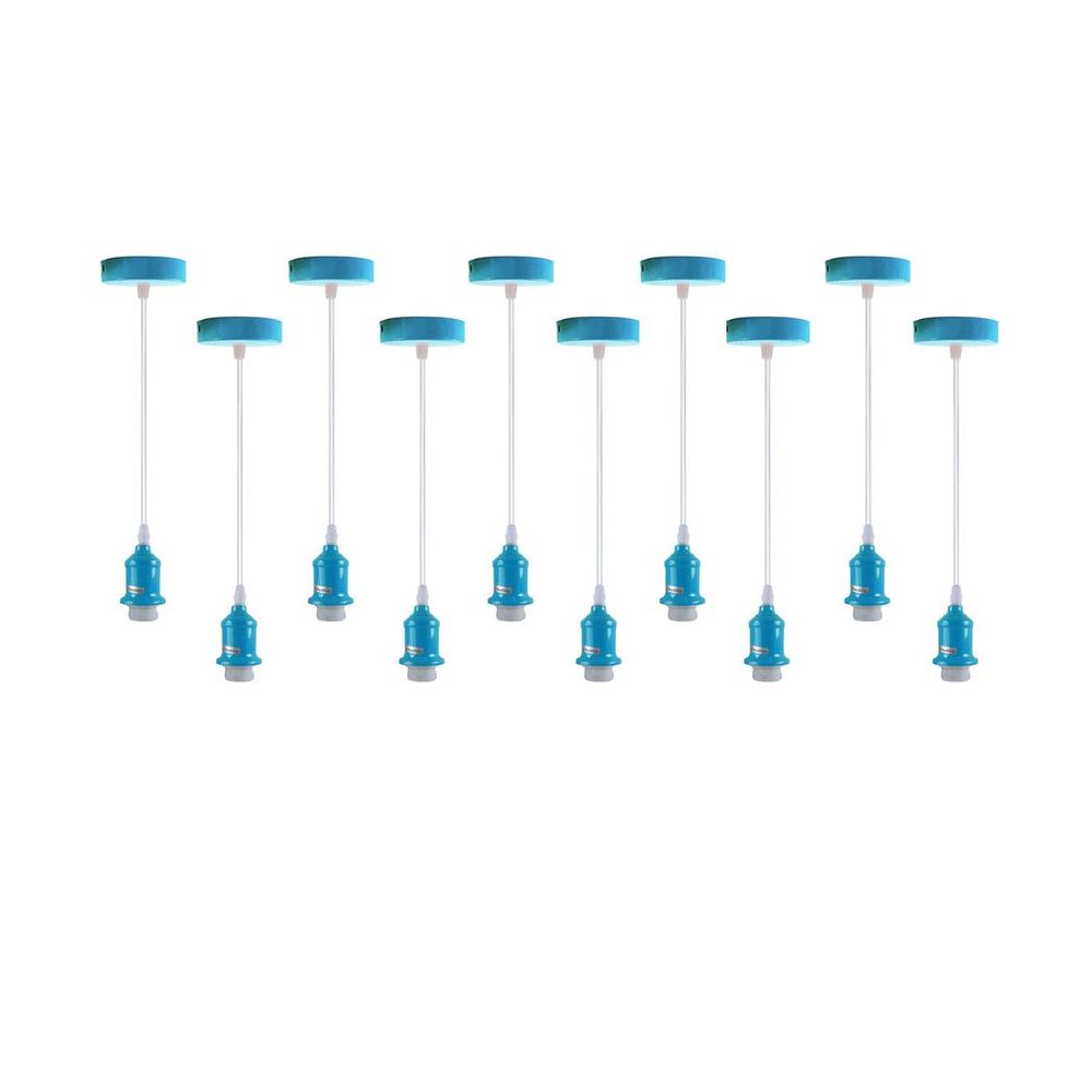 10 Pack Industrial Pendant Light Fitting, lampshade addable E27 Lamp Holder Fitting Set with PVC Cable - SILVIONIX