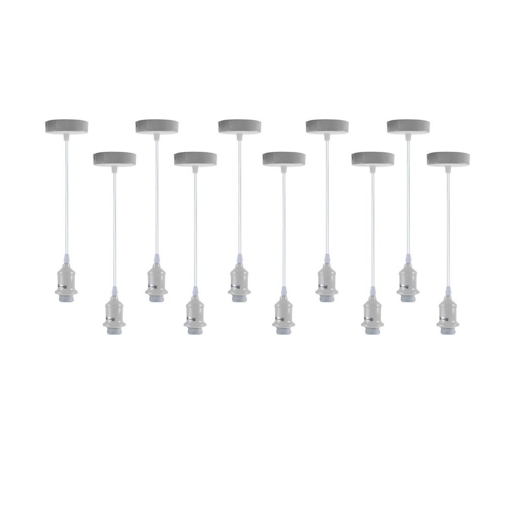 10 Pack Industrial Pendant Light Fitting, lampshade addable E27 Lamp Holder Fitting Set with PVC Cable - SILVIONIX