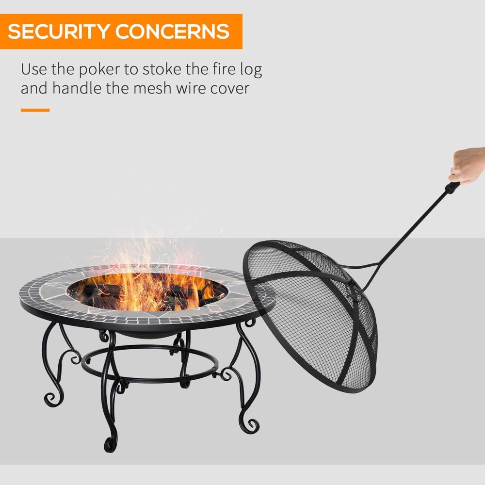 2 - in - 1 80cm Outdoor Fire Pit, Patio Heater with Cooking BBQ Grill - SILVIONIX