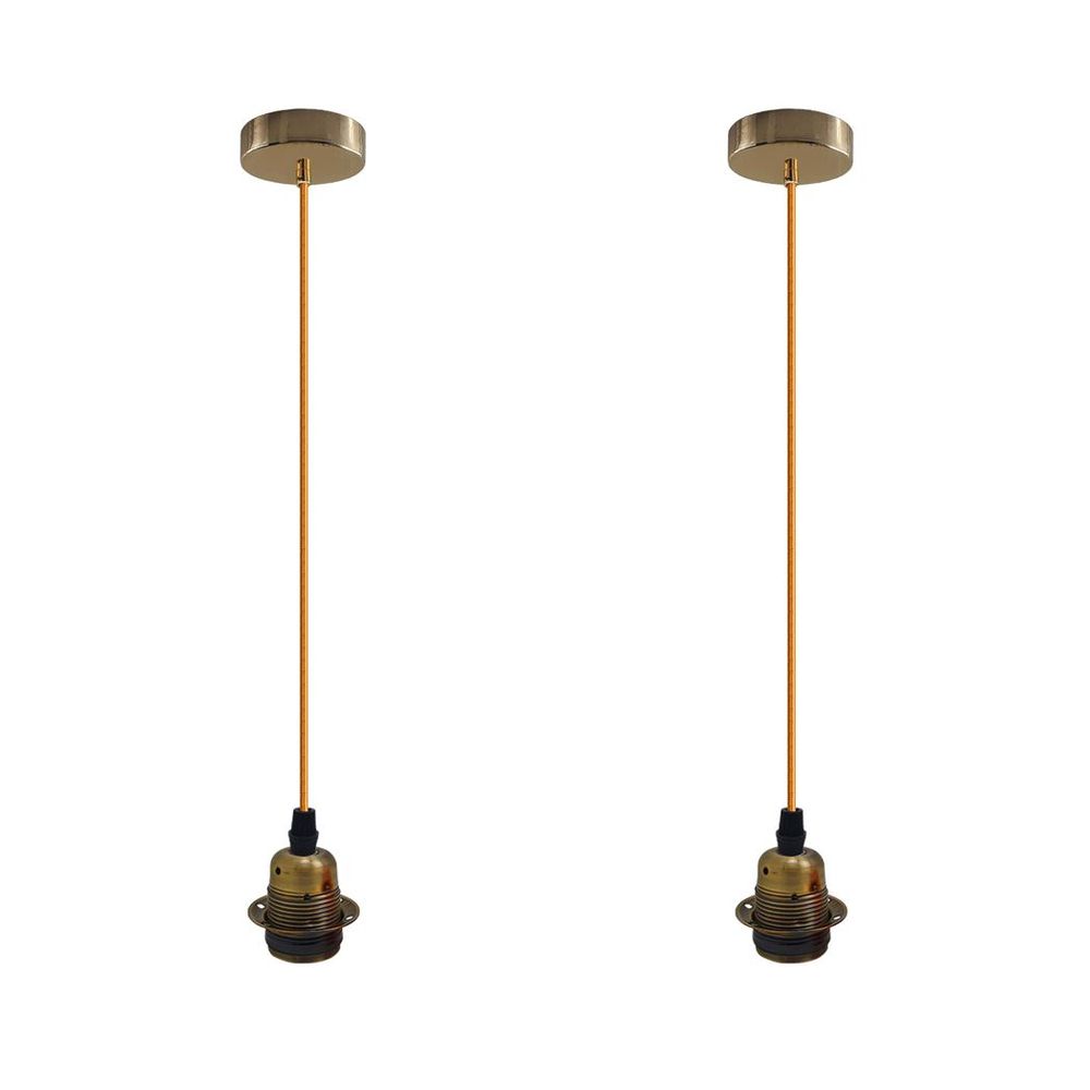 2 Pack Vintage Industrial Pendant Light,lampshade E27 UK Holder Fitting Set - SILVIONIX