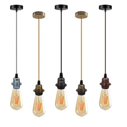 2 Pack Vintage Industrial Pendant Light,lampshade E27 UK Holder Fitting Set - SILVIONIX