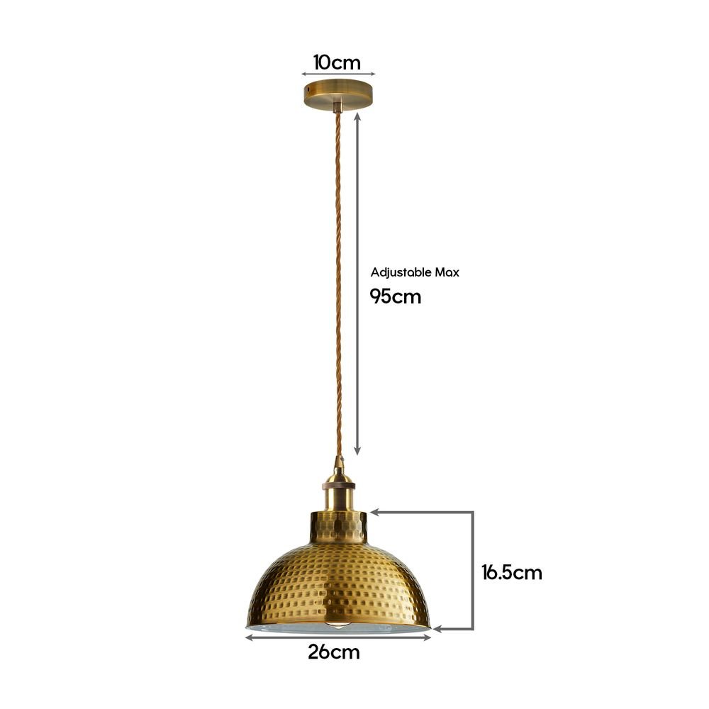 2 Pack Vintage Industrial Yellow Brass Ceiling Pendant Light Metal Shade Hanging Lamp - SILVIONIX