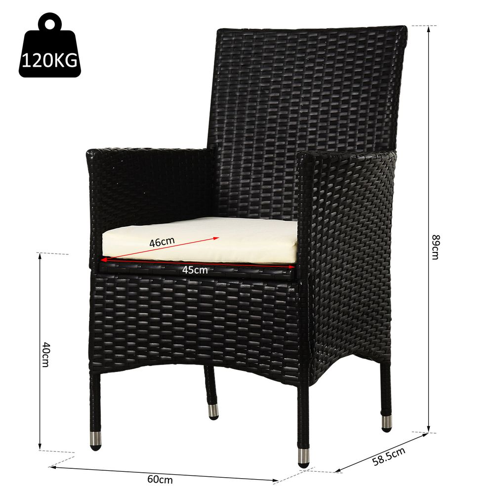 2 PC Rattan Chairs Set - Dark Coffee - SILVIONIX