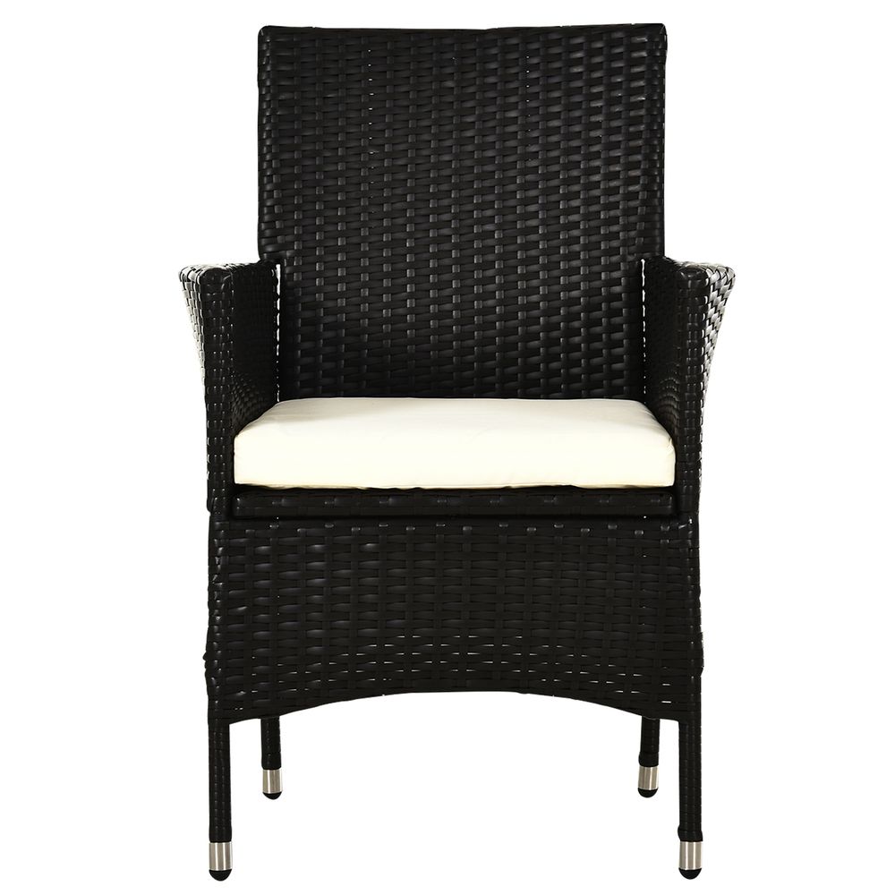 2 PC Rattan Chairs Set - Dark Coffee - SILVIONIX