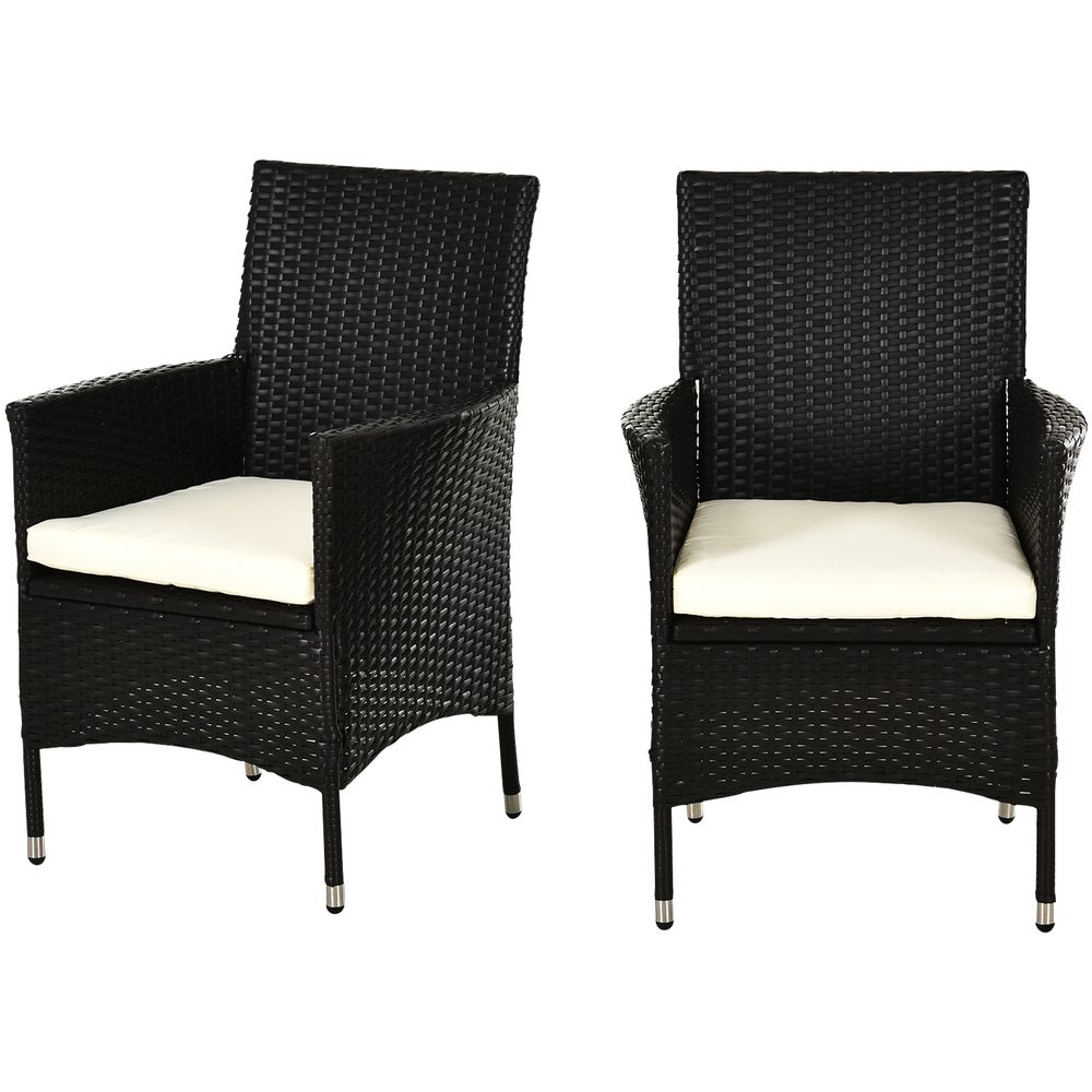 2 PC Rattan Chairs Set - Dark Coffee - SILVIONIX