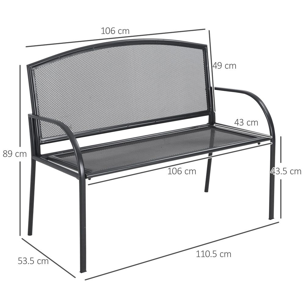 2 Seater Outdoor Furniture Chair, Loveseat for Patio, Grey - SILVIONIX