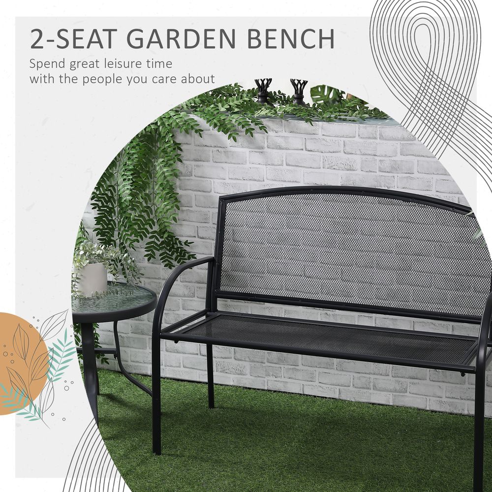 2 Seater Outdoor Furniture Chair, Loveseat for Patio, Grey - SILVIONIX