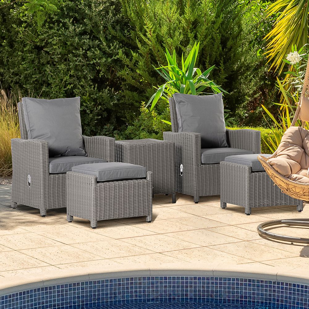 2 Seater Outdoor PE Rattan Patio Furniture TableOlefin Cushion - SILVIONIX