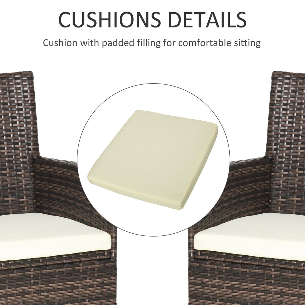 2 Seater Outdoor Rattan Armchair w/ Armrests Cushions Mixed Brown - SILVIONIX