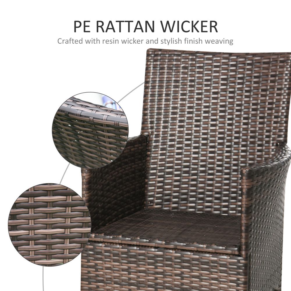 2 Seater Outdoor Rattan Armchair w/ Armrests Cushions Mixed Brown - SILVIONIX