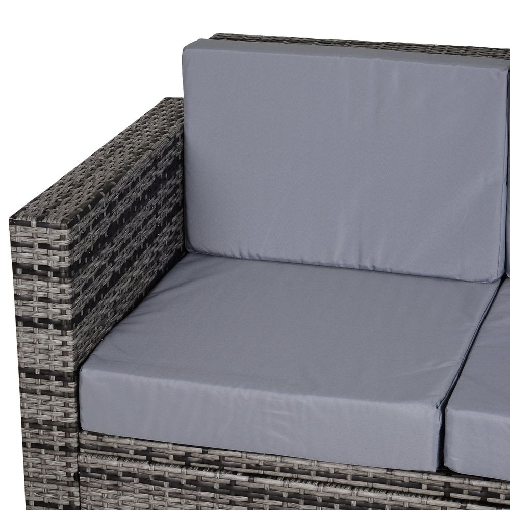 2 - Seater Weather Resistant Outdoor Garden Rattan Sofa Chair Grey - SILVIONIX