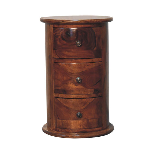 3 Drawer Chestnut Sheesham Drum - SILVIONIX