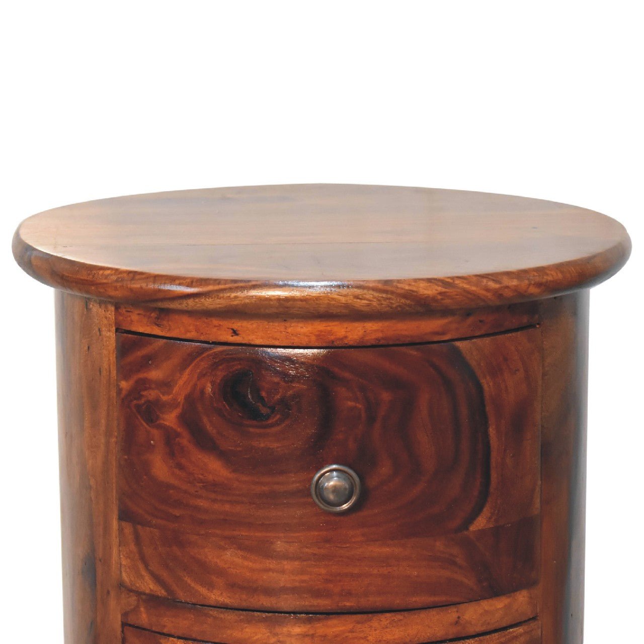 3 Drawer Chestnut Sheesham Drum - SILVIONIX