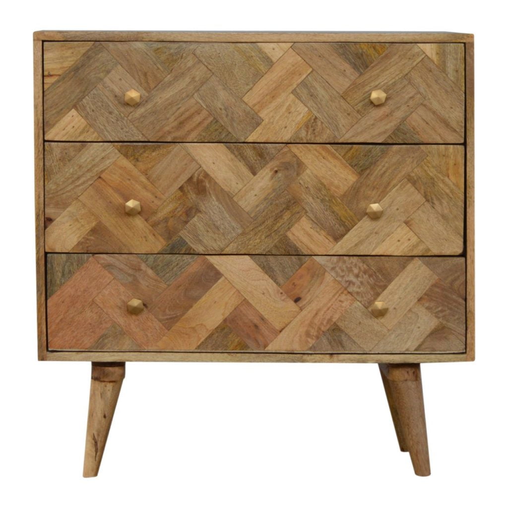 3 Drawer Zig - Zag Patterned Patchwork Chest - SILVIONIX