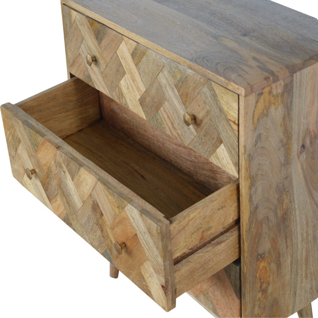 3 Drawer Zig - Zag Patterned Patchwork Chest - SILVIONIX