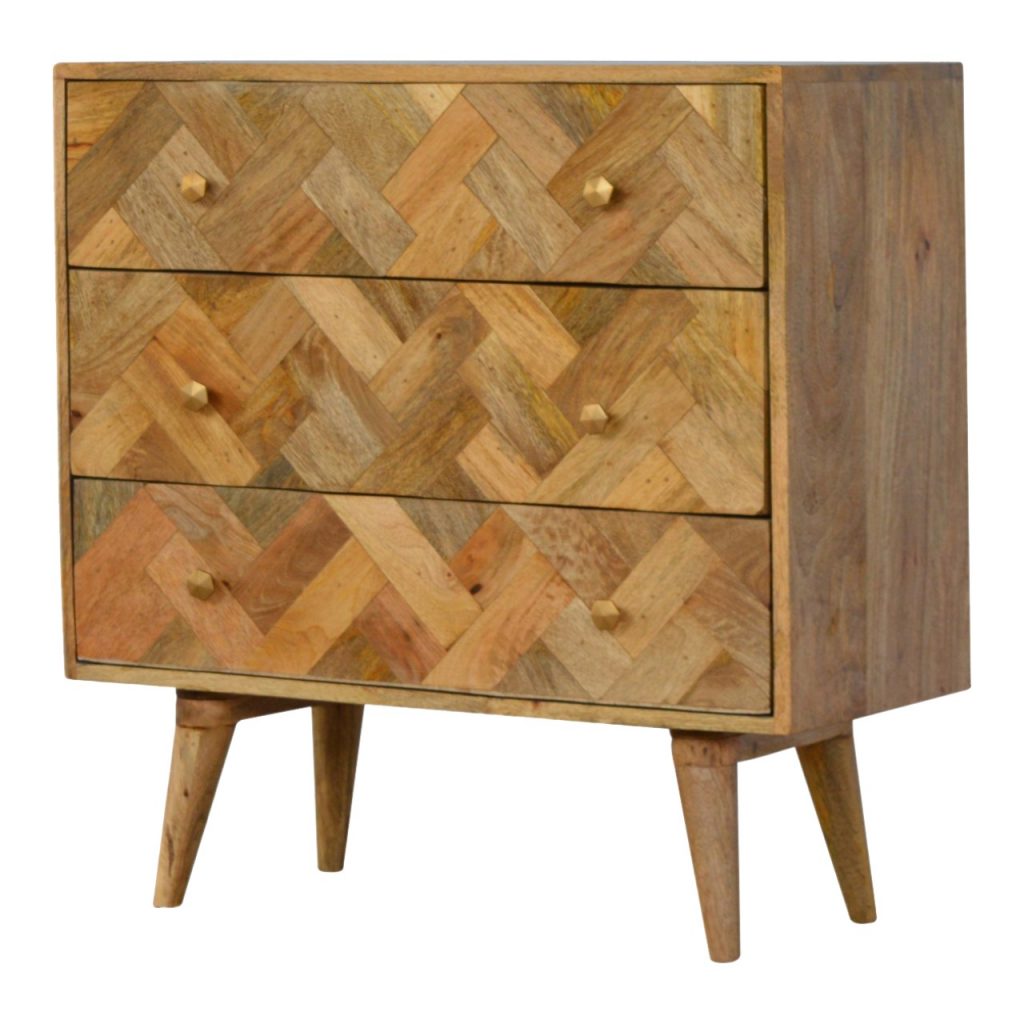 3 Drawer Zig - Zag Patterned Patchwork Chest - SILVIONIX