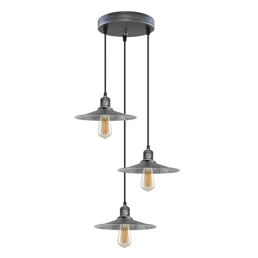 3 Head Round Base Vintage Ceiling Pendant Light Shade Hanging Lamp - SILVIONIX