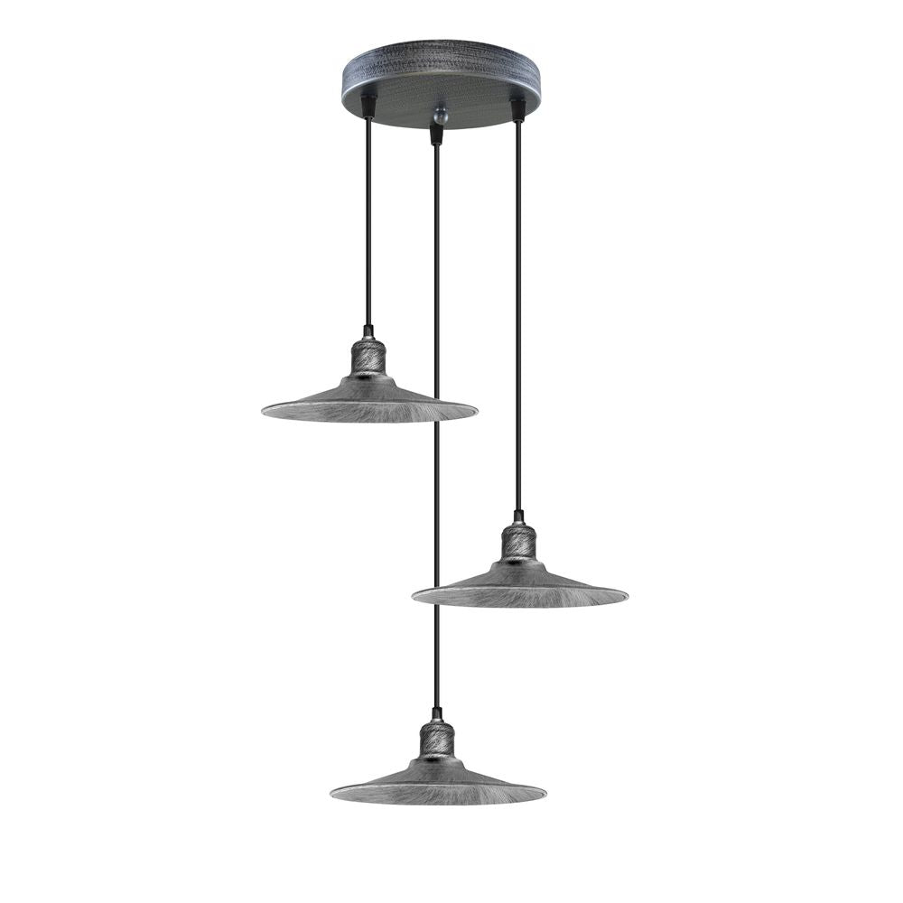 3 Head Round Base Vintage Ceiling Pendant Light Shade Hanging Lamp - SILVIONIX