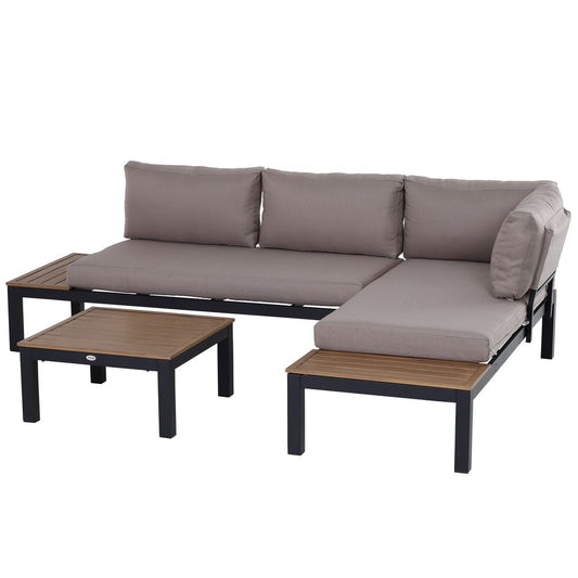 3 - Piece Aluminium Frame Outdoor Garden Furniture Set Mixed Grey - SILVIONIX