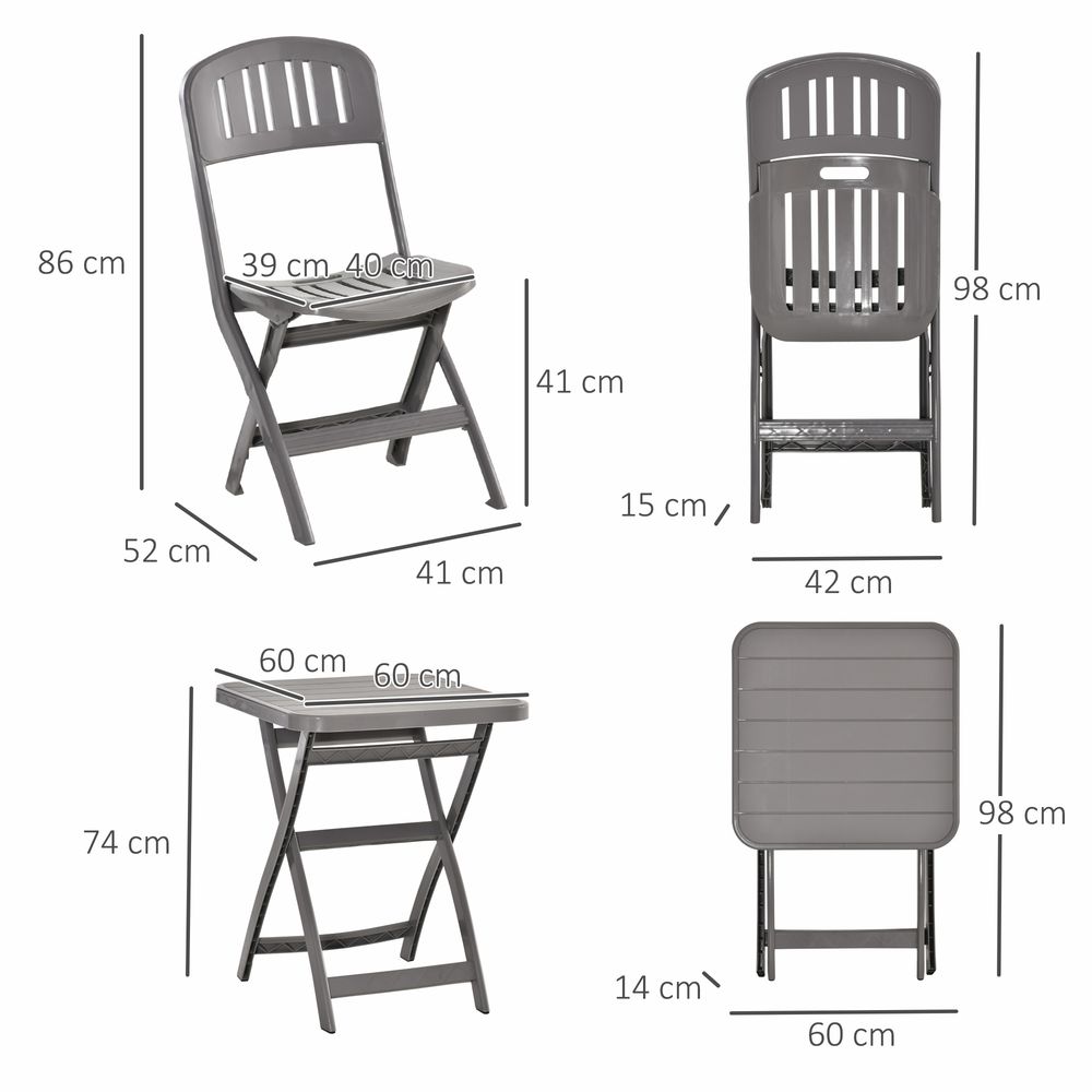 3 Piece Garden Bistro Set Garden Coffee Table Two Chairs One Square Table - Grey - SILVIONIX