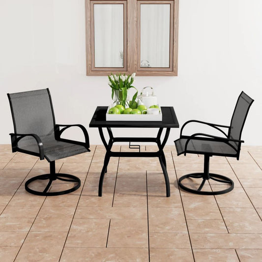 3 Piece Garden Dining Set Textilene and Steel - SILVIONIX