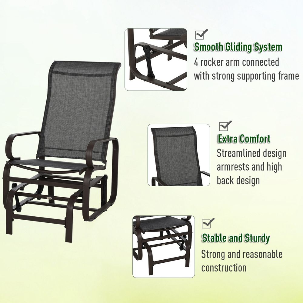 3 piece Outdoor Swing Chair with Tea Table Set, Patio Garden Rocking Furniture - SILVIONIX