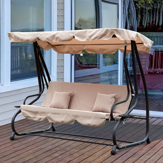 3 Seater Garden Swing Chair Convertible Chair Bench Garden Hammock - SILVIONIX