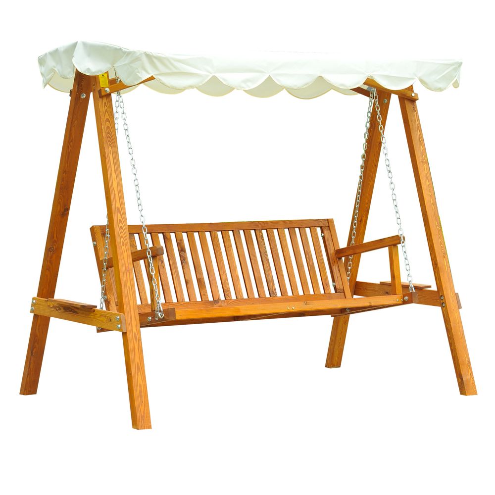 3 - Seater Wooden Garden Swing Chair Seat Bench - SILVIONIX