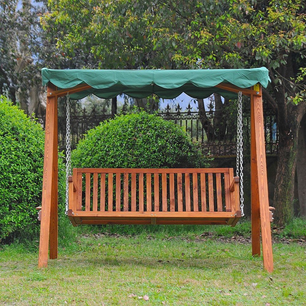 3 - Seater Wooden Garden Swing Chair Seat Bench - SILVIONIX