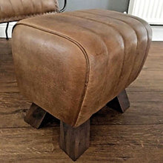 38CM LEATHER FOOTSTOOL - SILVIONIX